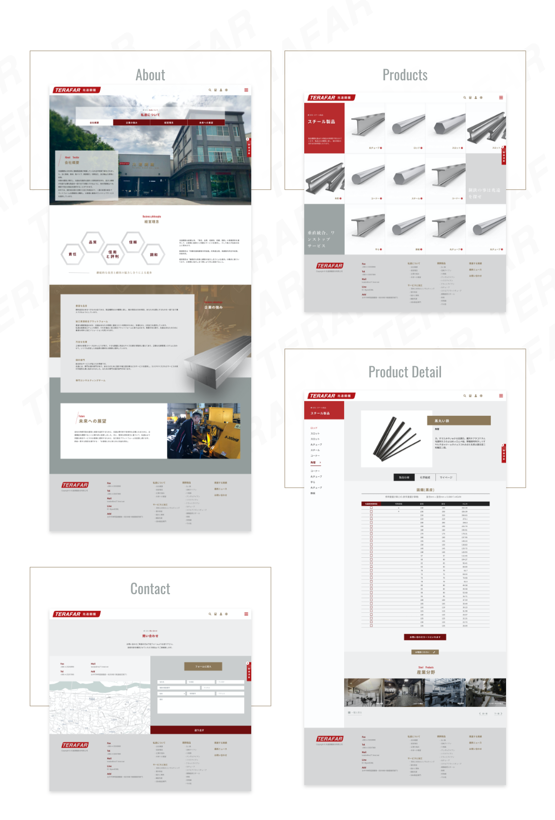 兆遠鋼鐵terafar-web產品介紹網站設計
